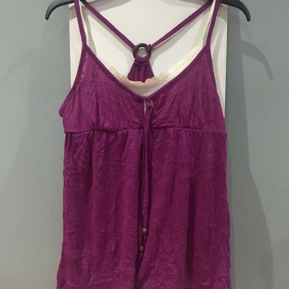 Purple/white cross-backed tank